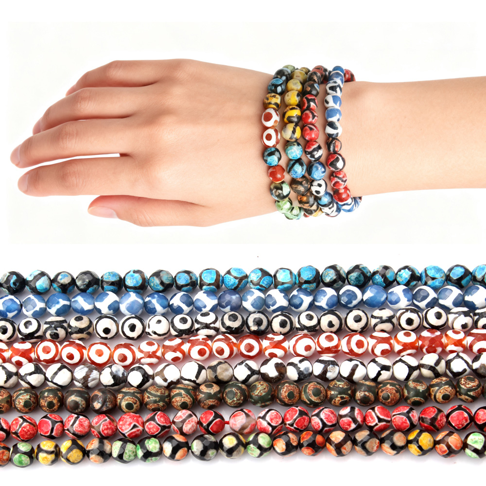 Jewelry Making Stones - Koraliki z naturalnego kamienia, fasetowane agaty,